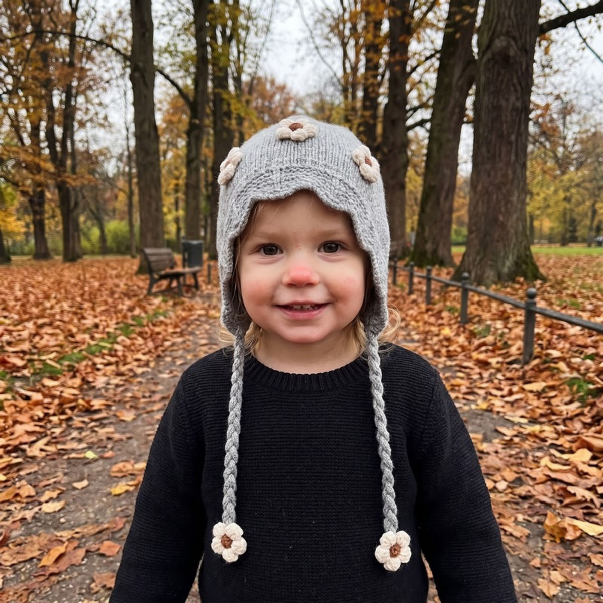 Lilo Floral Knit Baby Hat - Grey