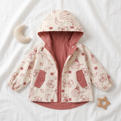 Lilo Hooded Baby Windbreaker - Apricot Floral