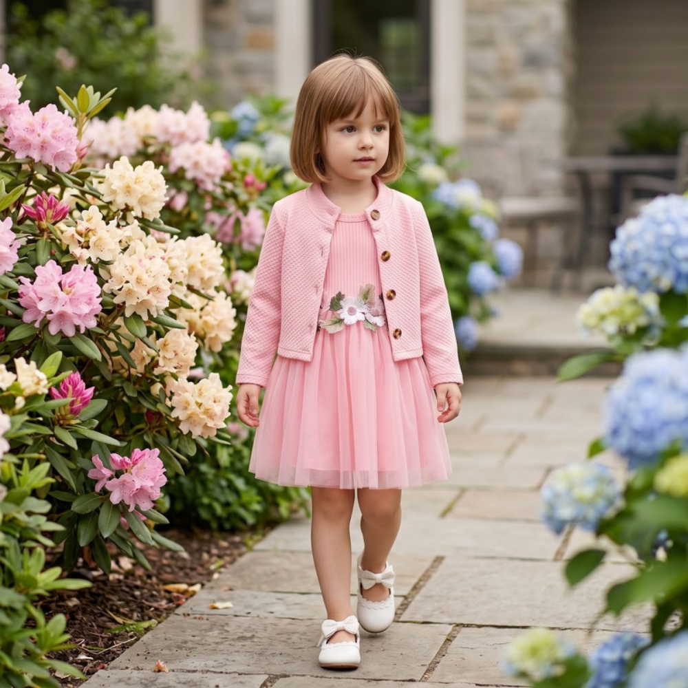 Lilo Mesh Dress and Jacket Set - Pink