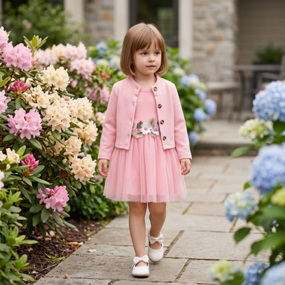 Lilo Mesh Dress and Jacket Set - Pink