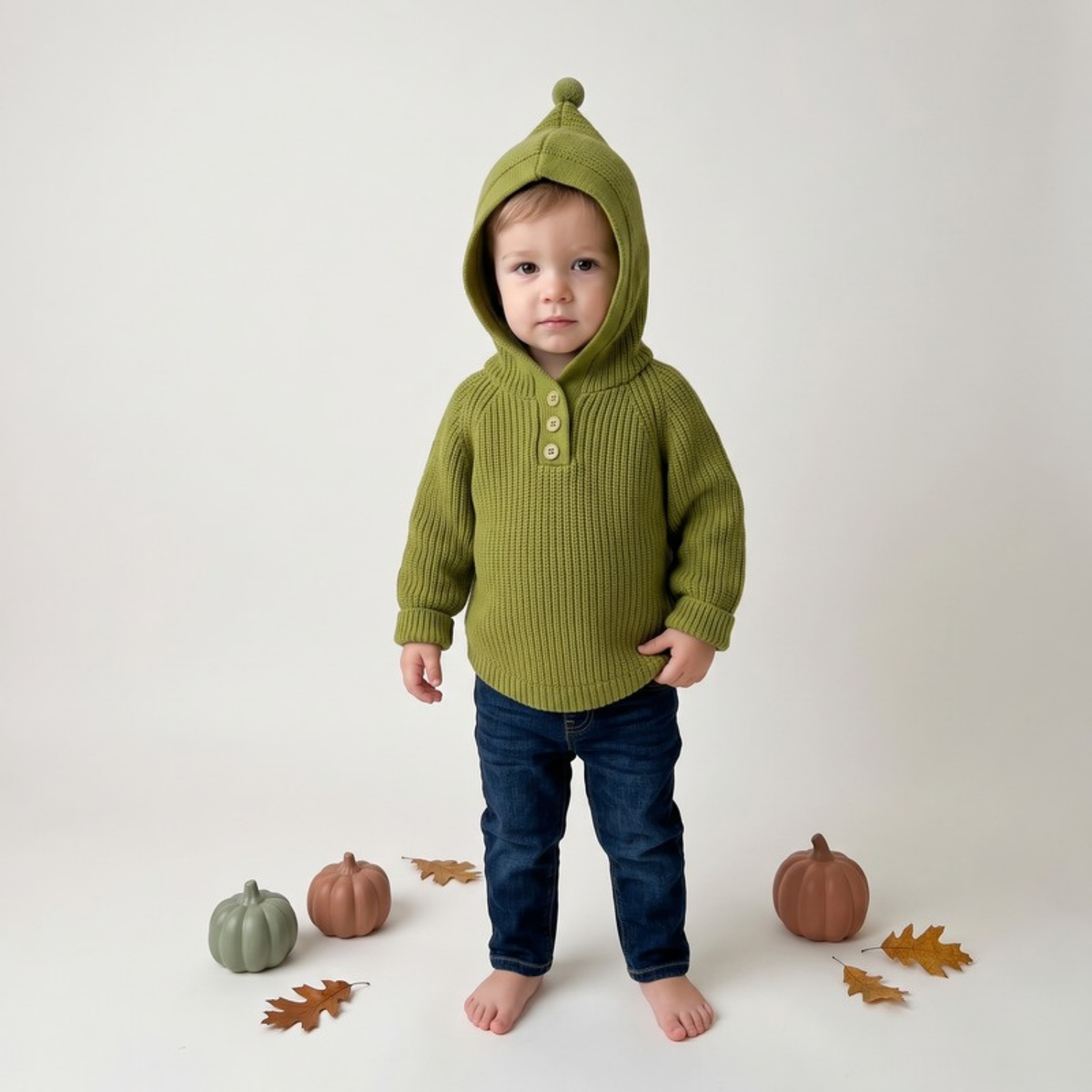 Lilo Hooded Knit Pullover - Olive Green