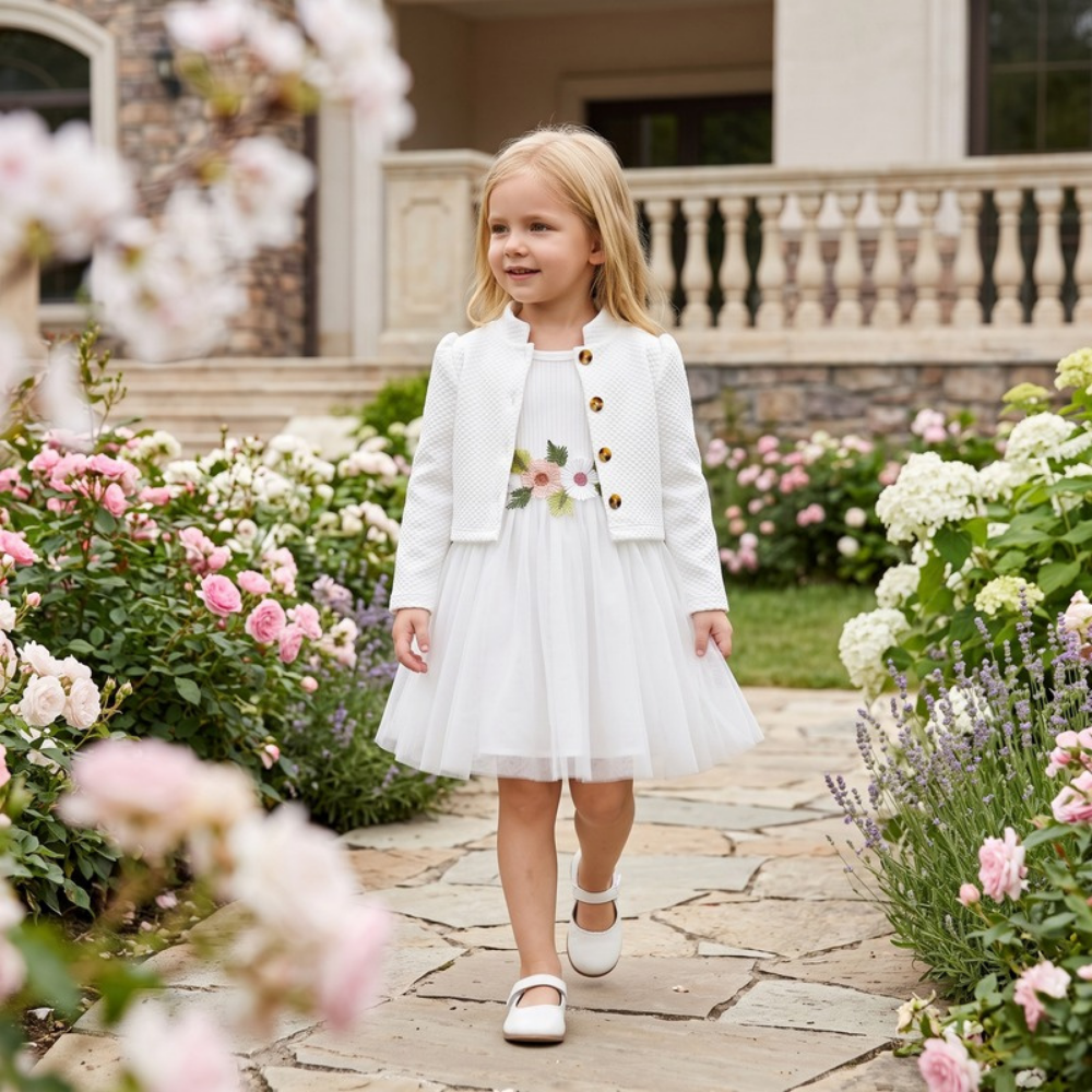 Lilo Mesh Dress and Jacket Set - White