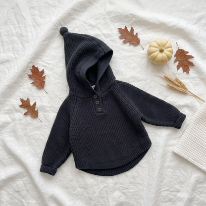 Lilo Hooded Knit Pullover - Charcoal
