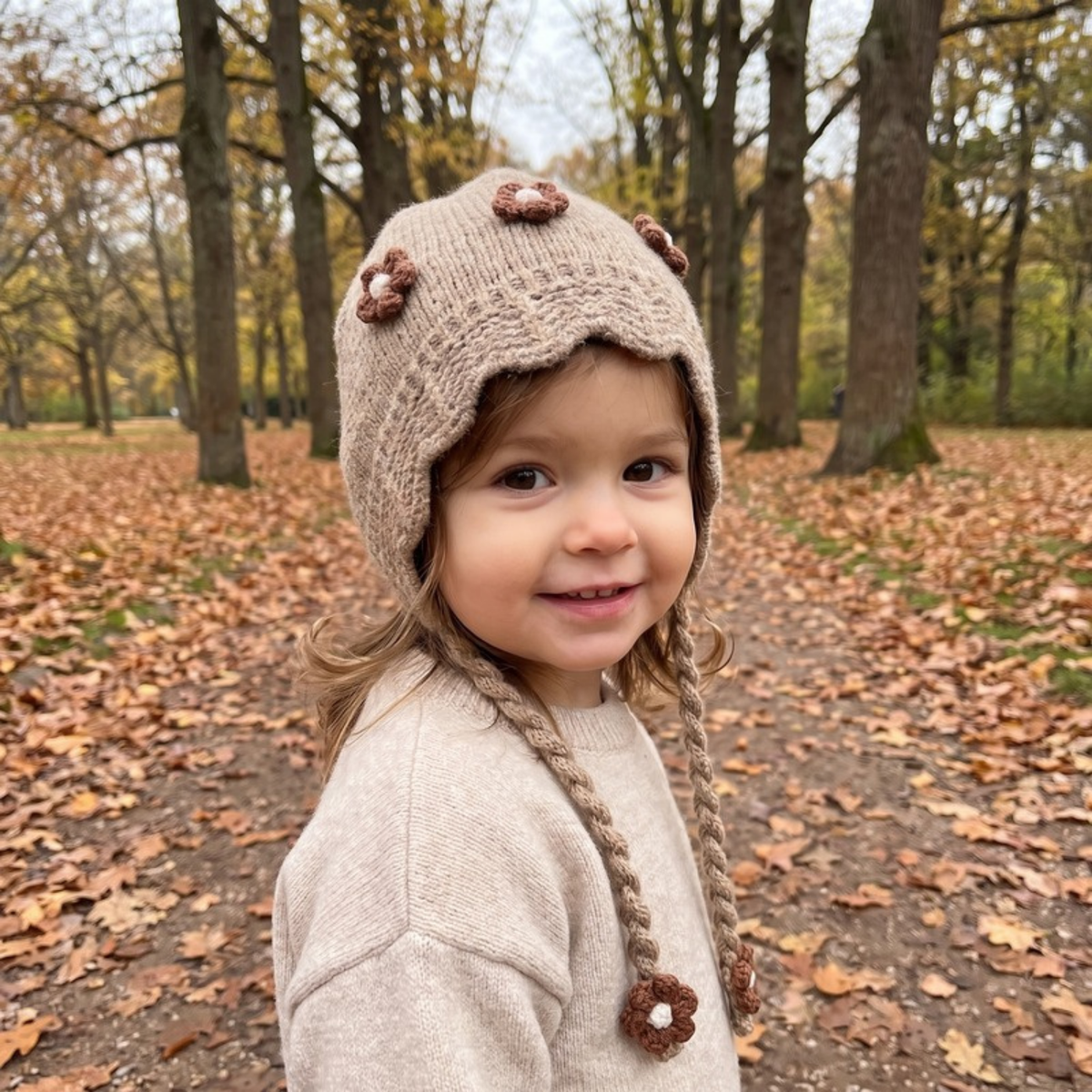 Lilo Floral Knit Baby Hat - Khaki