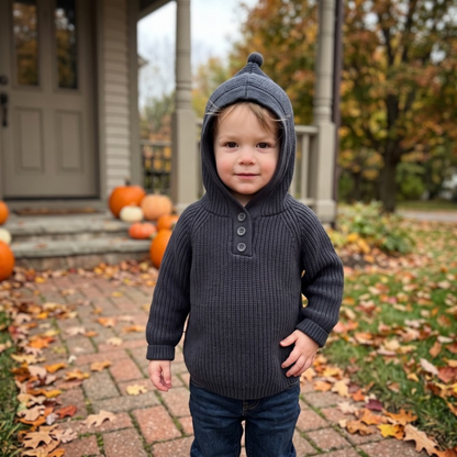 Lilo Hooded Knit Pullover - Charcoal