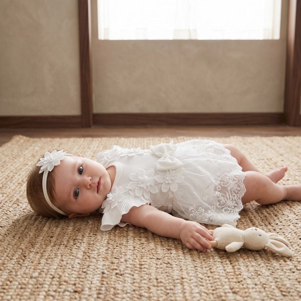 Lilo Cotton Baby Romper - White