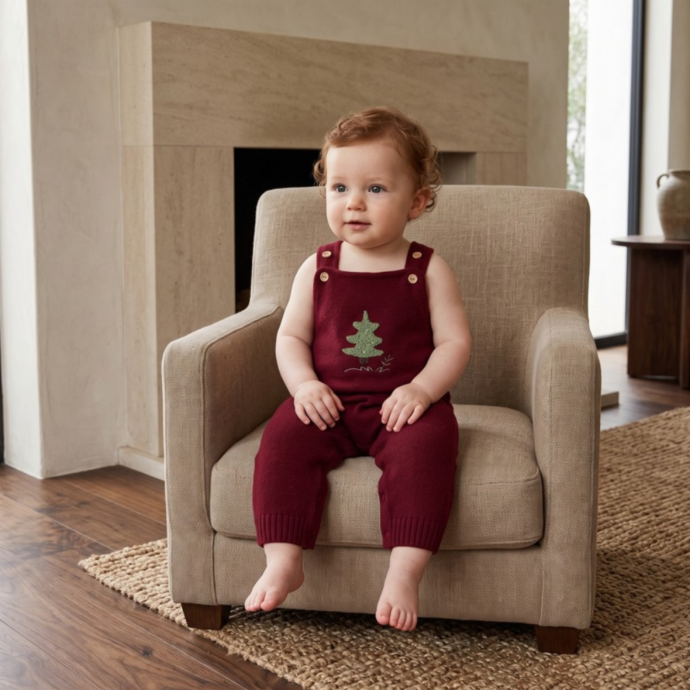 Lilo Christmas Knitted Baby Dungarees