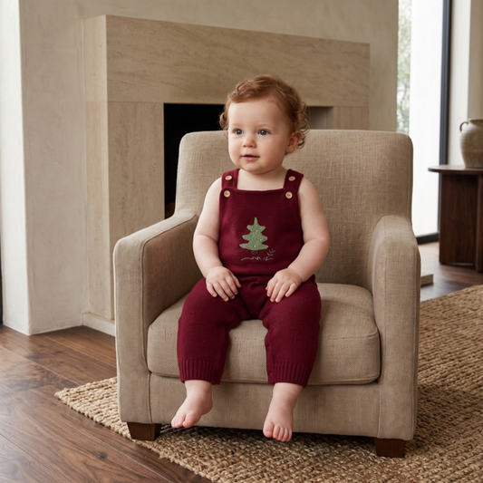 Lilo Christmas Knitted Baby Dungarees