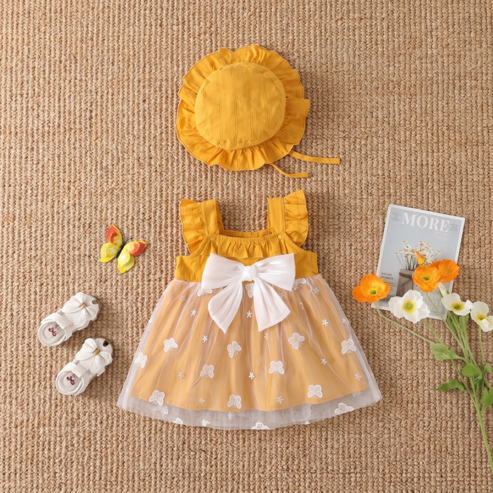 Lilo Floral Pastoral Princess Dress - Golden Yellow