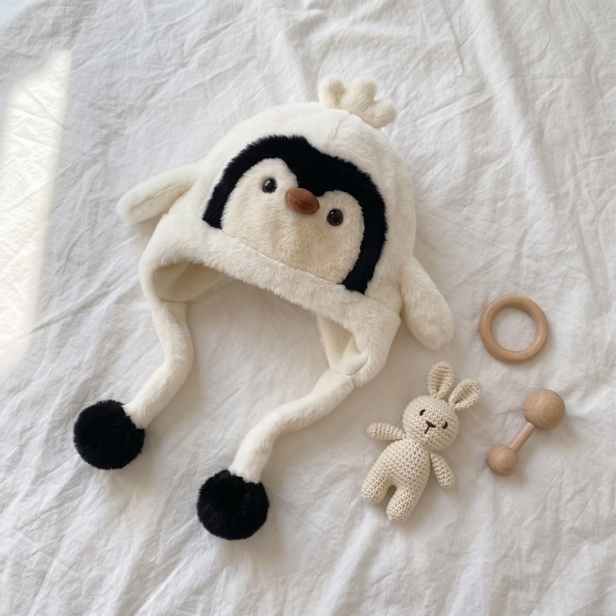 Lilo Penguin Plush Winter Hat - White