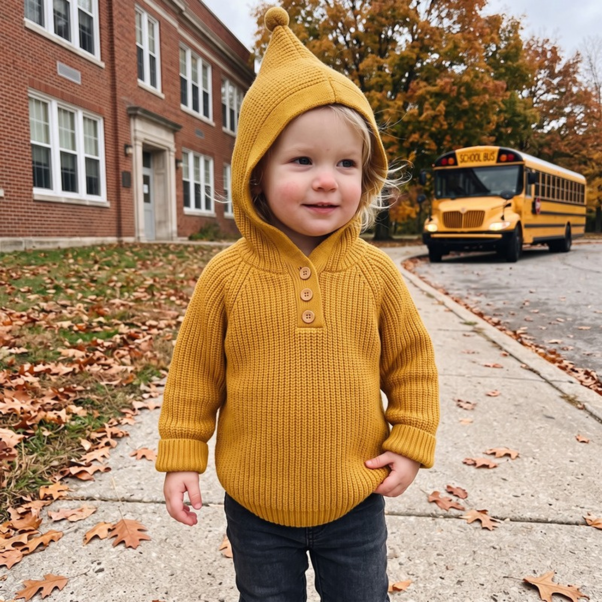 Lilo Hooded Knit Pullover - Mustard