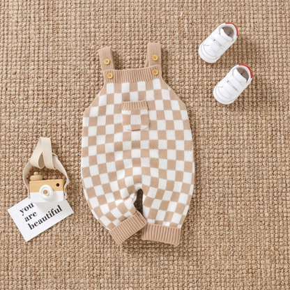 Lilo Checkerboard Baby Romper - Camel
