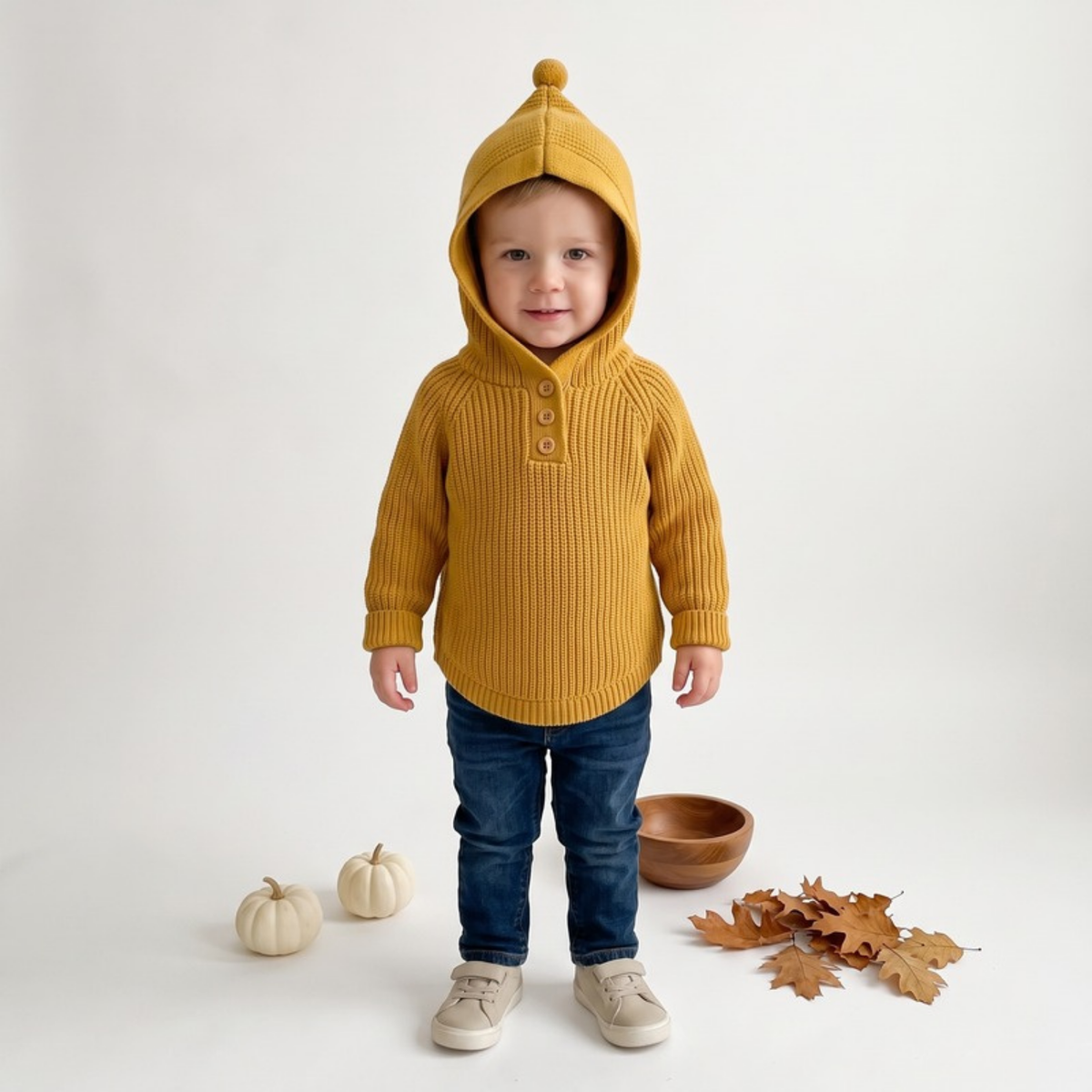 Lilo Hooded Knit Pullover - Mustard