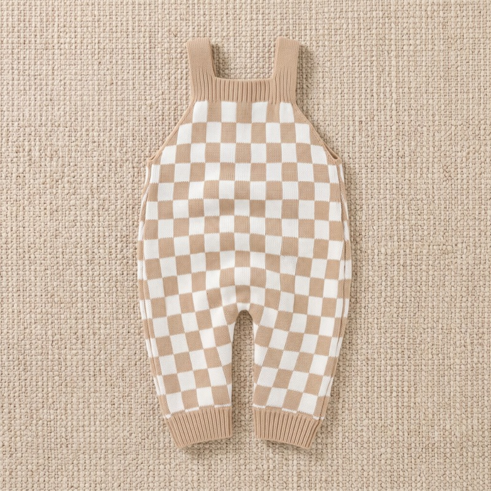 Lilo Checkerboard Baby Romper - Camel