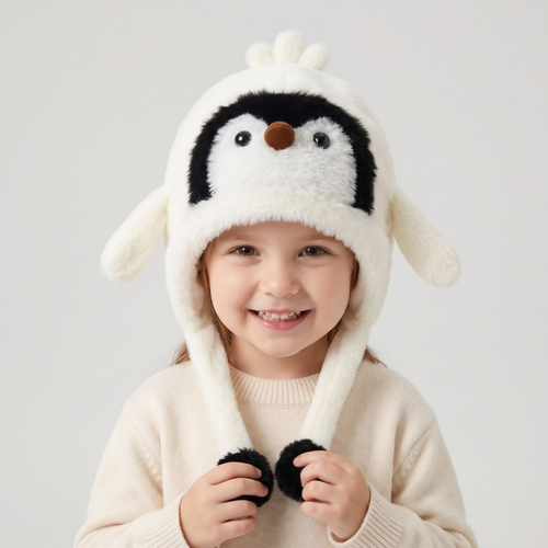 Lilo Penguin Plush Winter Hat - White