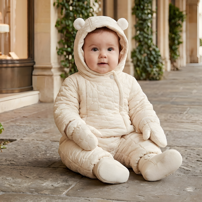 Lilo Thick Winter Baby Romper - Cream