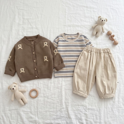Lilo Knit Cardigan and Pants Set - Brown Bear