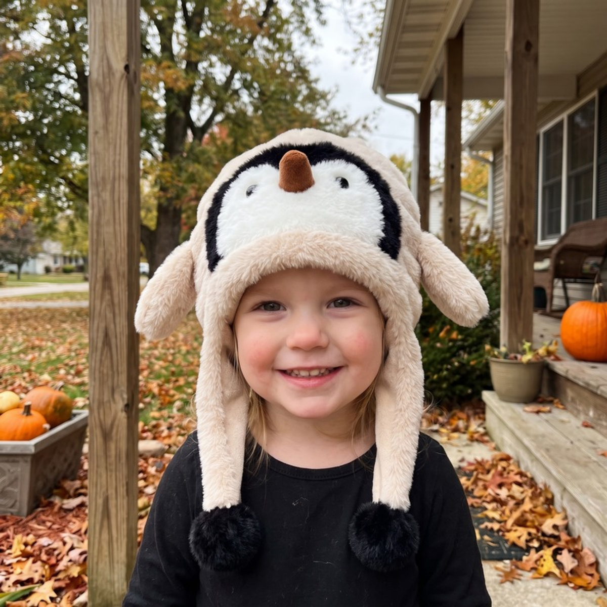 Lilo Penguin Plush Winter Hat - Khaki