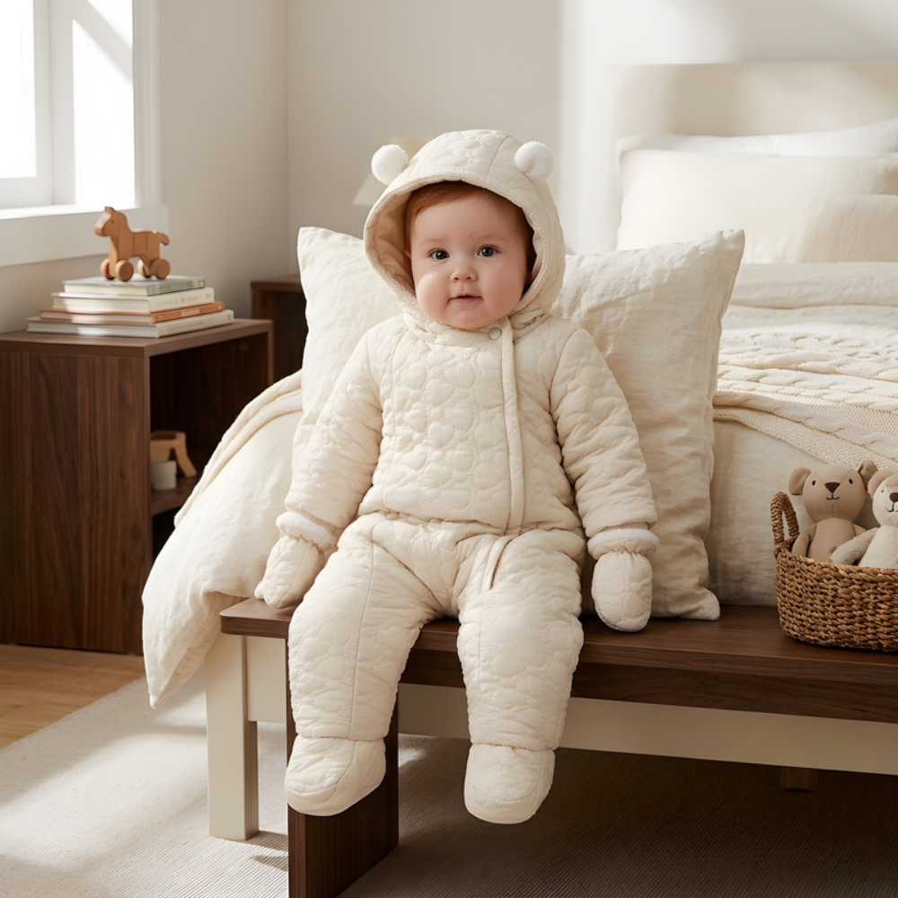 Lilo Thick Winter Baby Romper - Cream