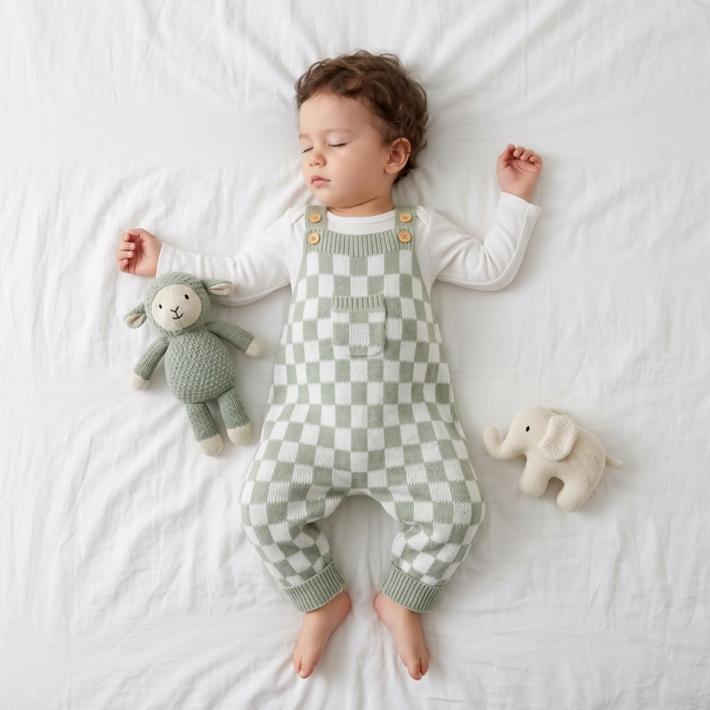 Lilo Checkerboard Baby Romper - Green