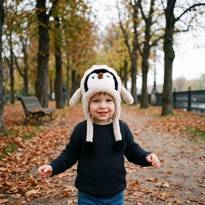 Lilo Penguin Plush Winter Hat - Khaki