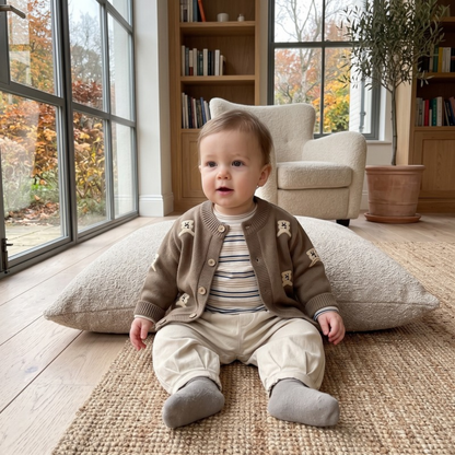 Lilo Knit Cardigan and Pants Set - Brown Bear