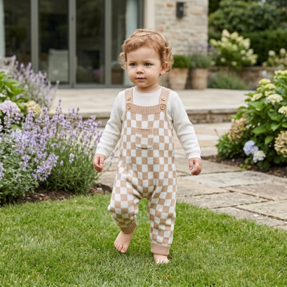 Lilo Checkerboard Baby Romper - Camel