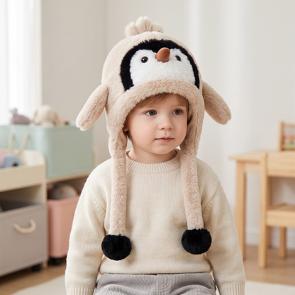 Lilo Penguin Plush Winter Hat - Khaki