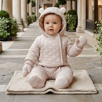 Lilo Thick Winter Baby Romper - Stone