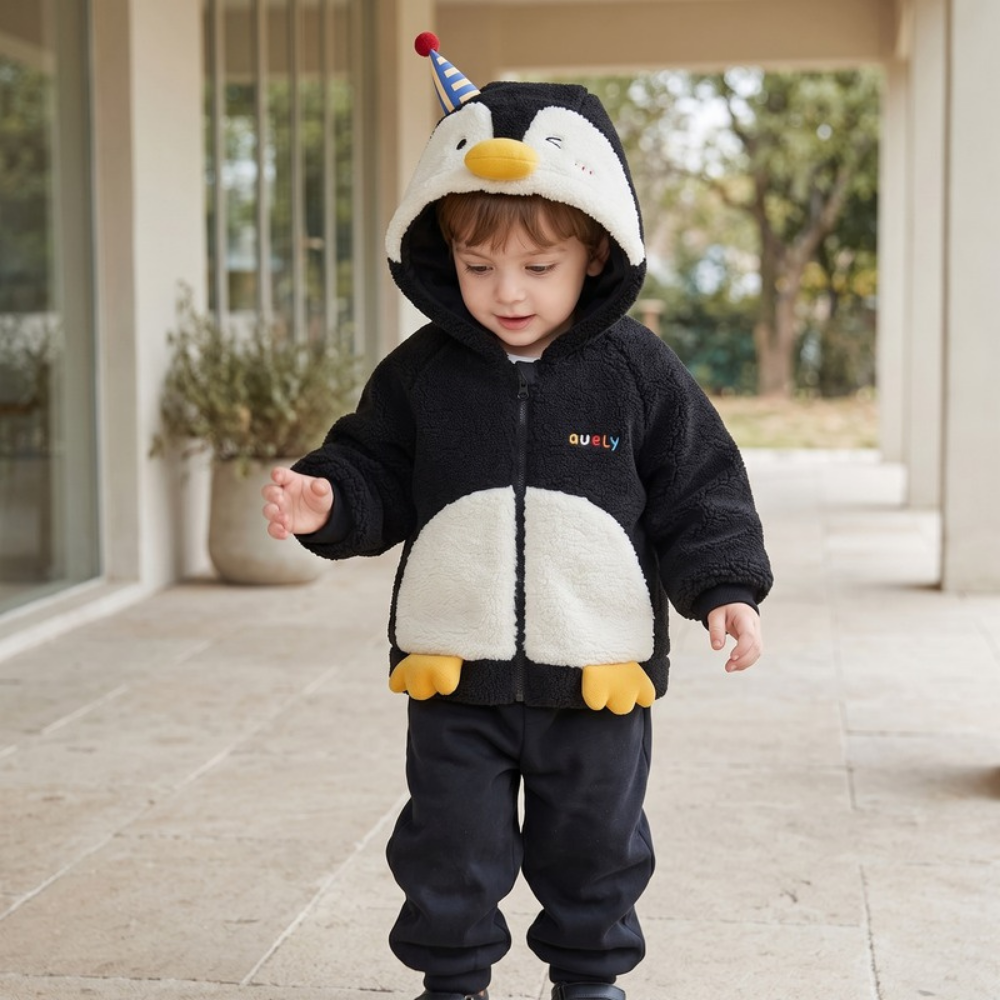 Lilo Penguin and Bear Fleece Jacket - Black Penguin