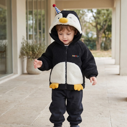 Lilo Penguin and Bear Fleece Jacket - Black Penguin
