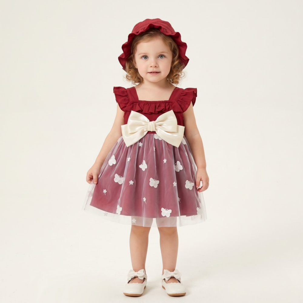Lilo Floral Pastoral Princess Dress - Burgundy