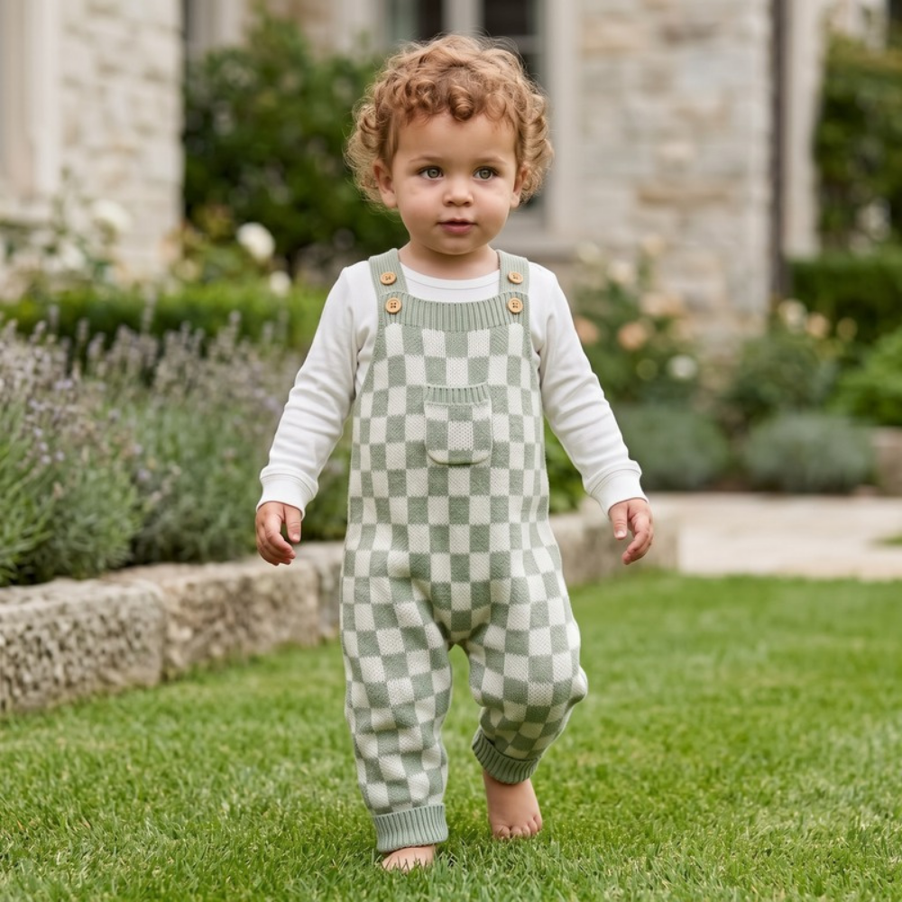 Lilo Checkerboard Baby Romper - Green