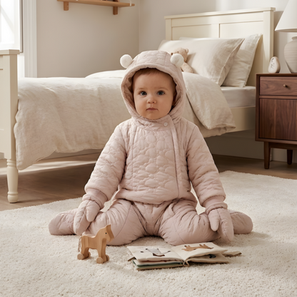 Lilo Thick Winter Baby Romper - Stone