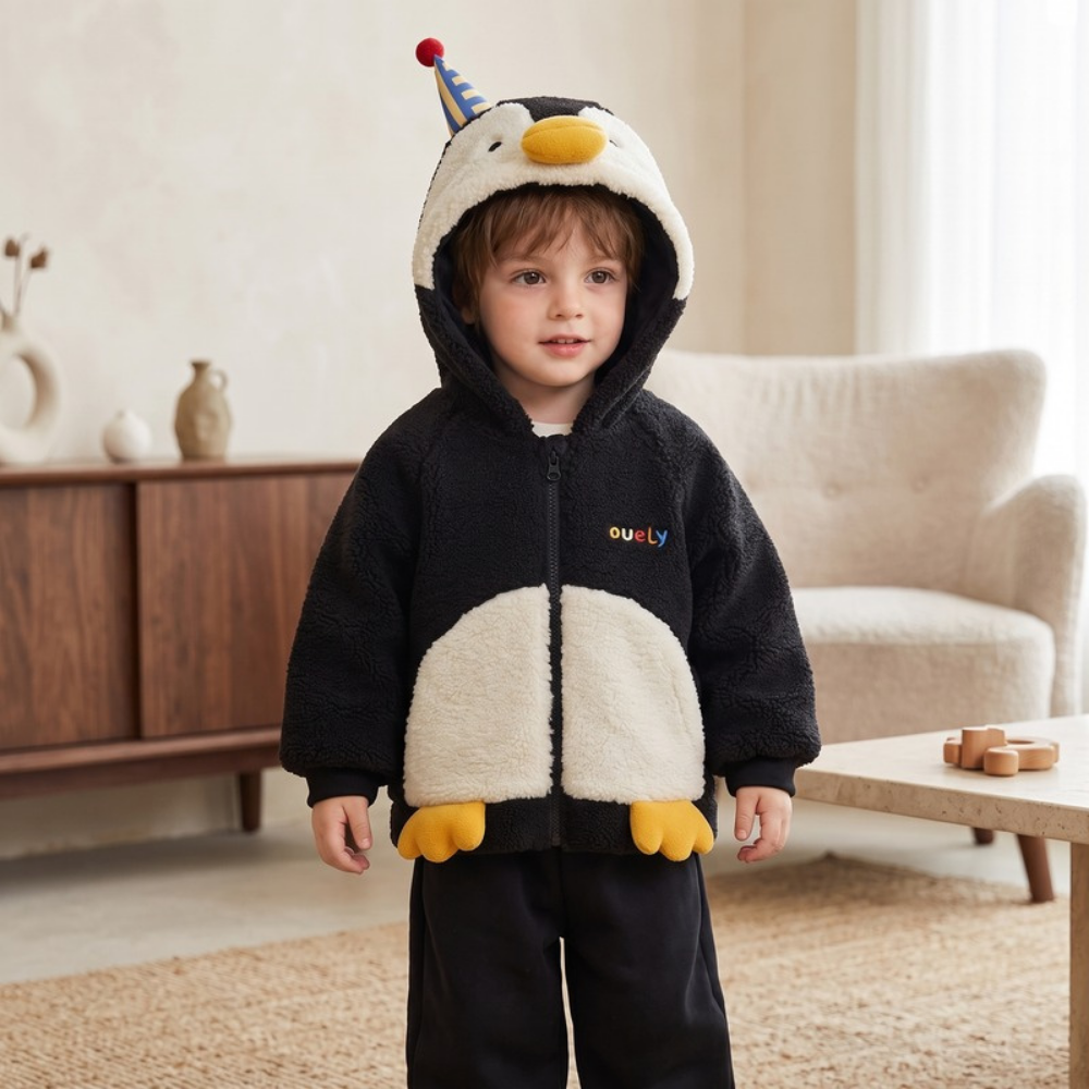 Lilo Penguin and Bear Fleece Jacket - Black Penguin