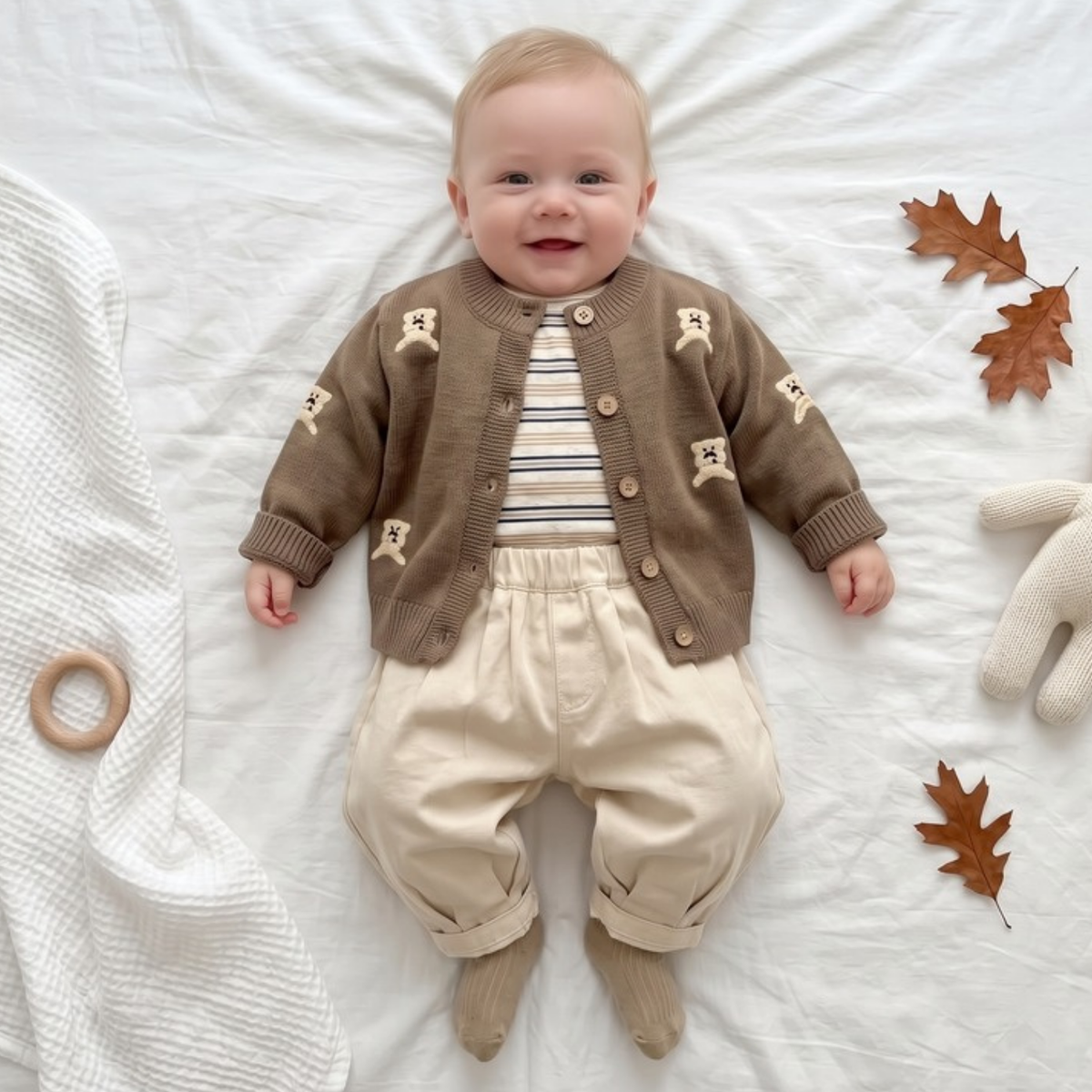 Lilo Knit Cardigan and Pants Set - Brown Bear