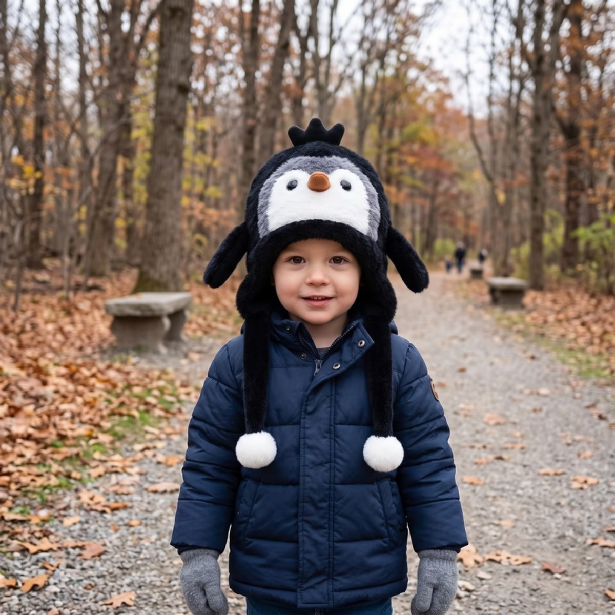 Lilo Penguin Plush Winter Hat - Black