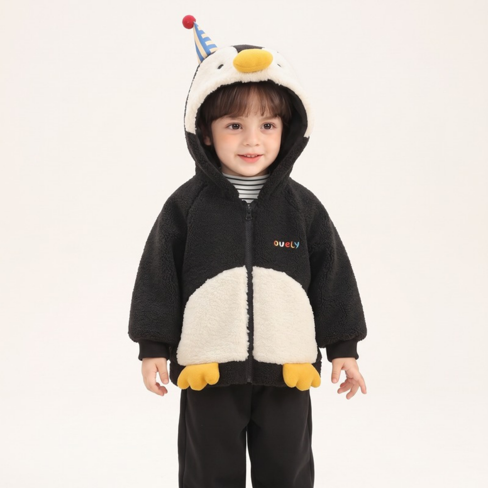 Lilo Penguin and Bear Fleece Jacket - Black Penguin