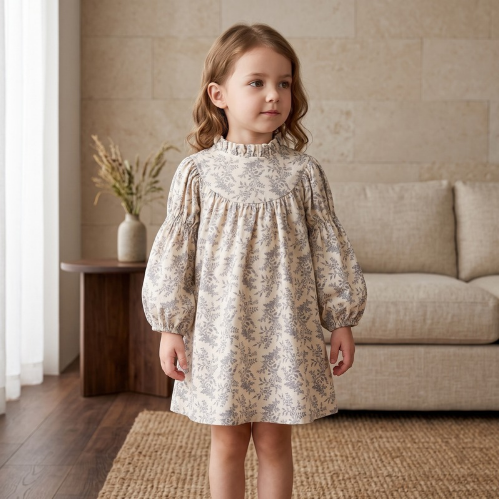 Lilo Ruffle Collar Embroidered Dress
