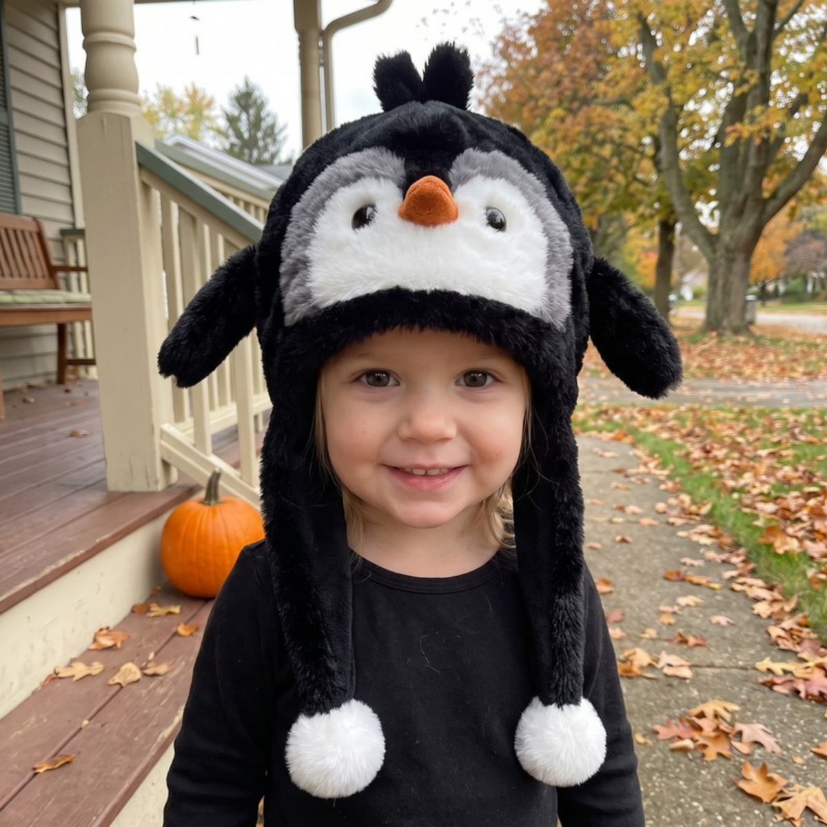 Lilo Penguin Plush Winter Hat - Black