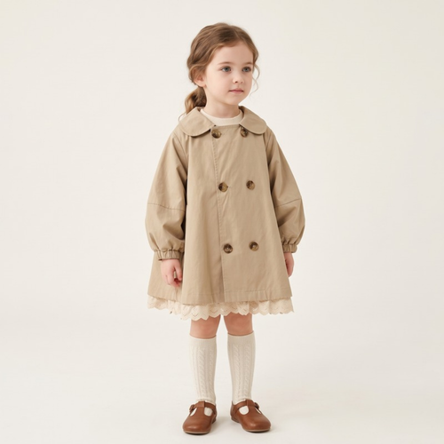 Lilo Double Breasted Lace Trim Trench Coat