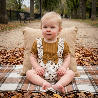 Lilo Floral Short Sleeve Romper - Ochre Floral