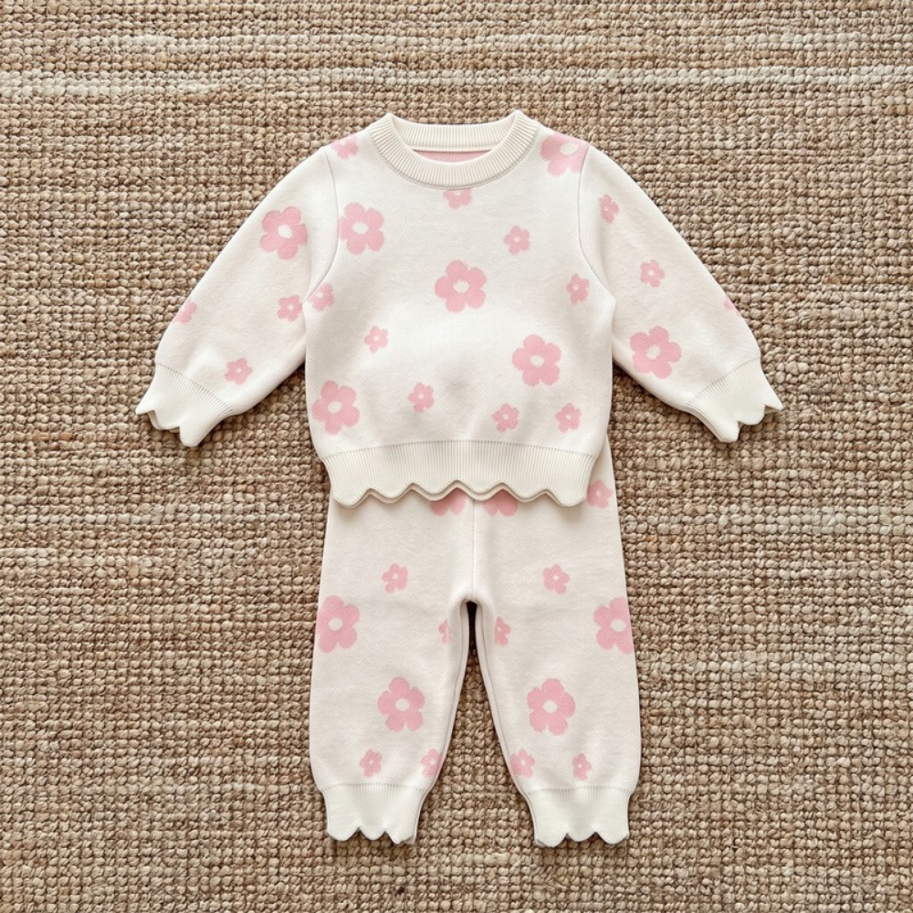 Lilo Floral Knit Jumper and Trouser Set - Pink Floral