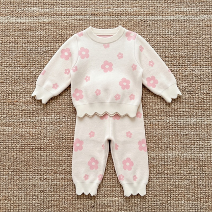 Lilo Floral Knit Jumper and Trouser Set - Pink Floral