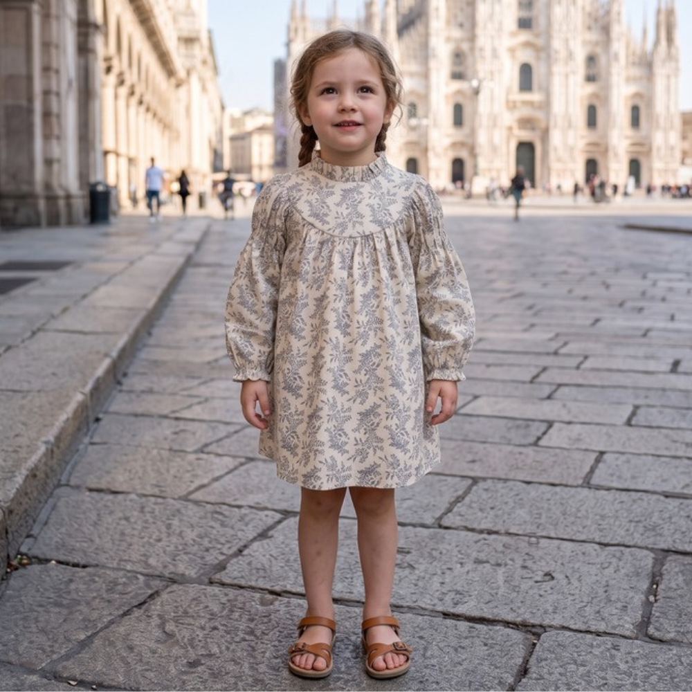 Lilo Ruffle Collar Embroidered Dress