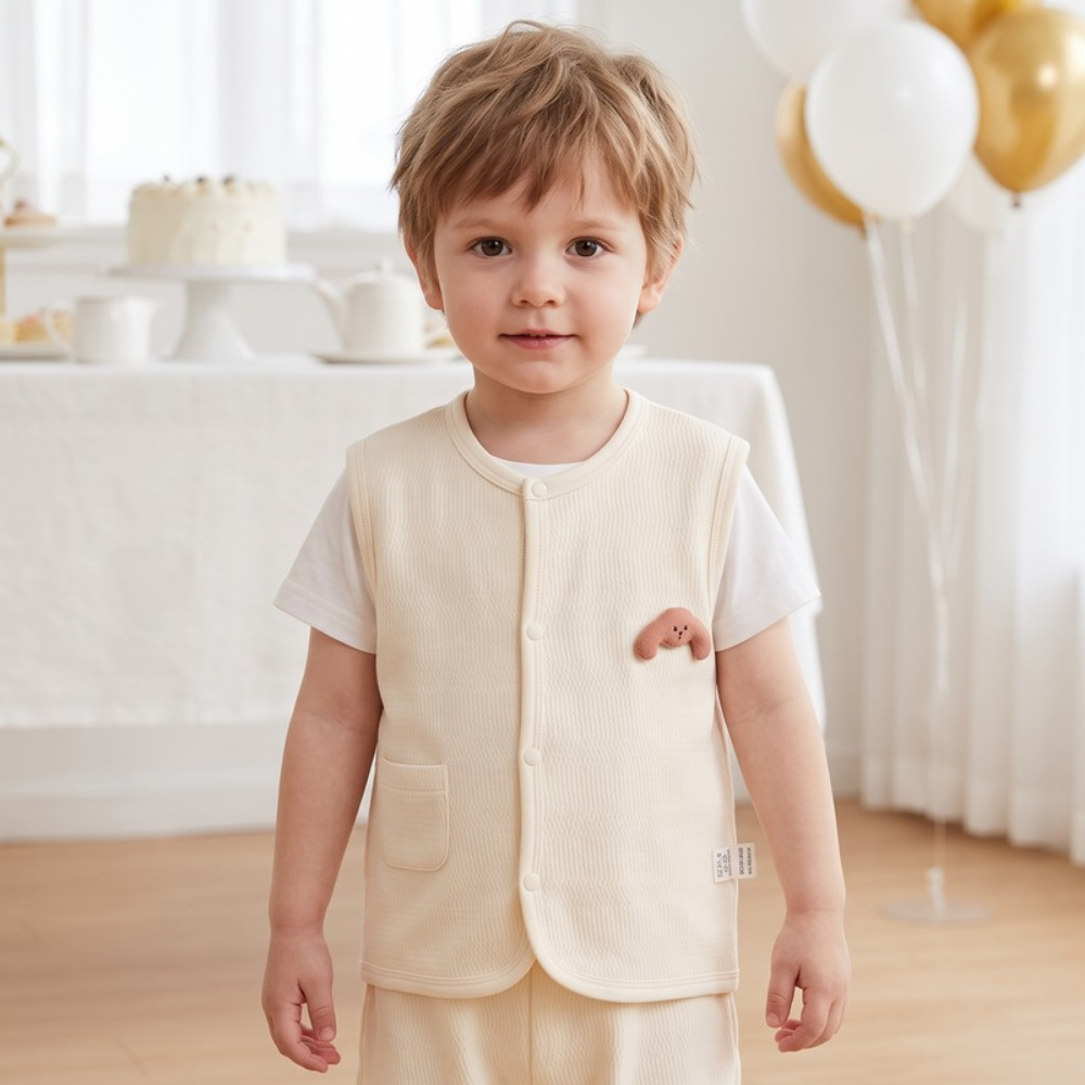 Lilo Double Layer Cotton Vest - Cream
