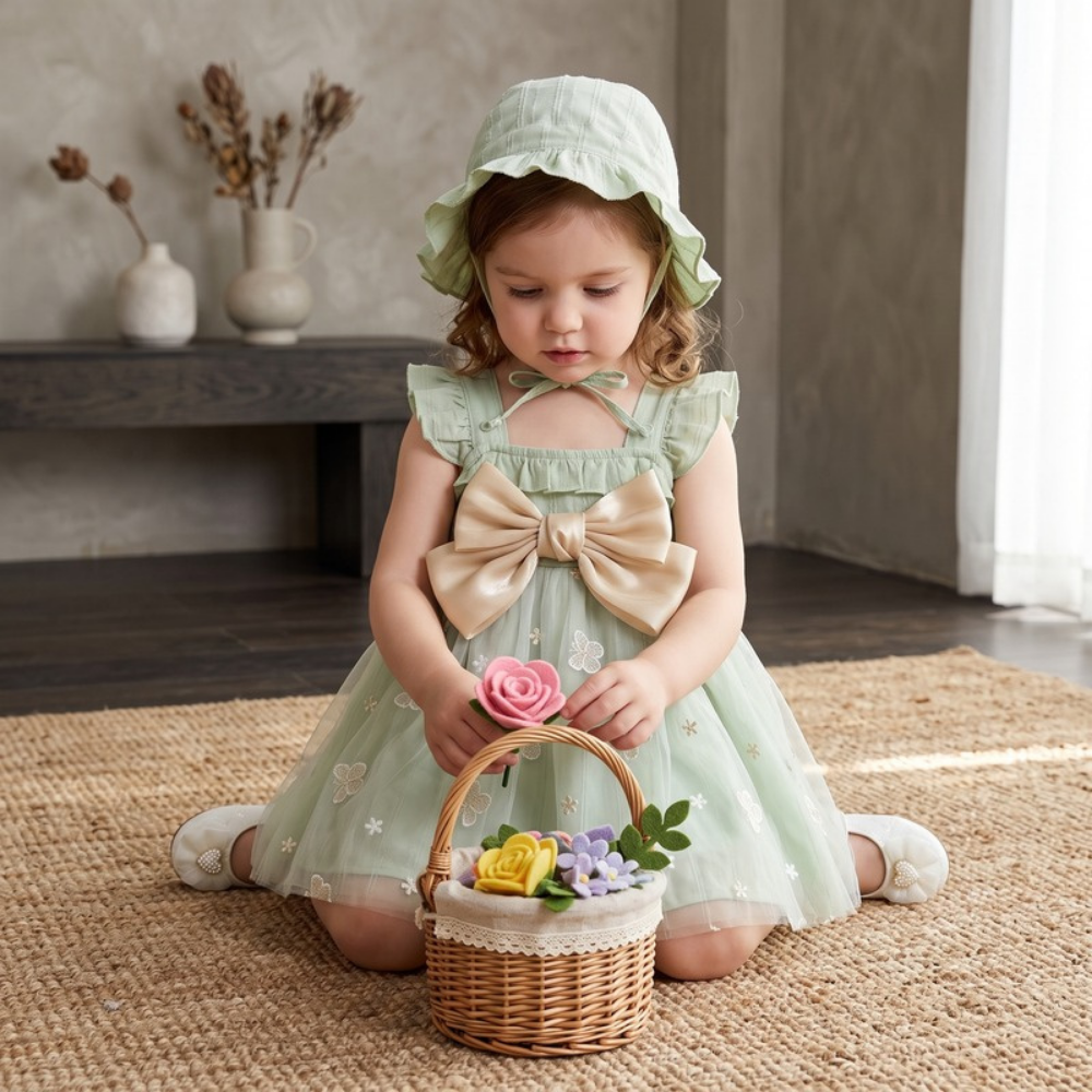 Lilo Floral Pastoral Princess Dress - Green