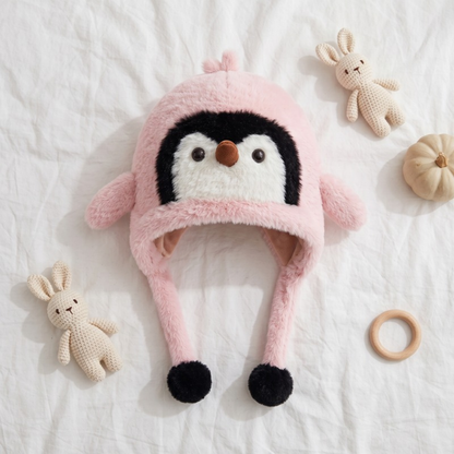 Lilo Penguin Plush Winter Hat - Pink