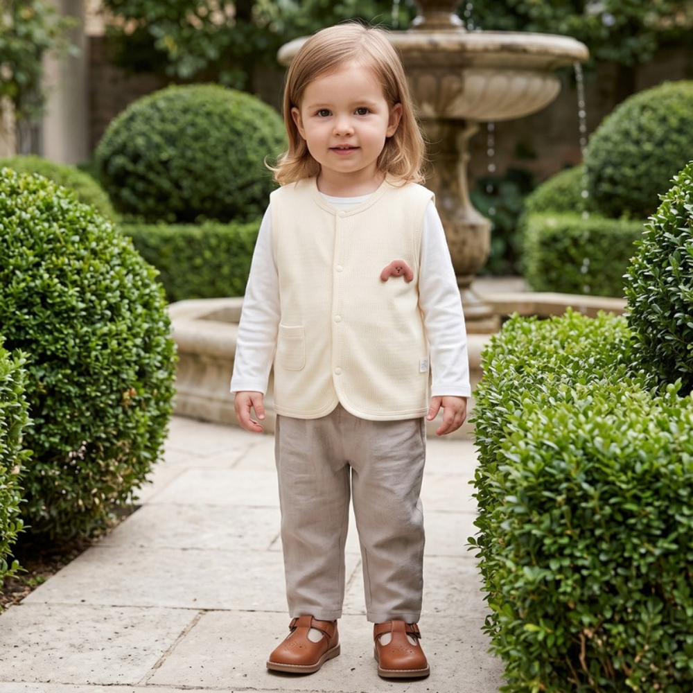 Lilo Double Layer Cotton Vest - Cream