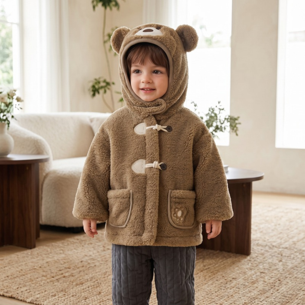 Lilo Penguin and Bear Fleece Jacket - Brown Bear